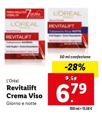 Lidl L'Oréal Revitalift Crema Viso Giorno e notte 50 ml offerta