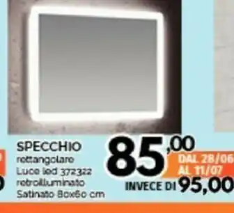 Specchio Rettangolare Luce Led