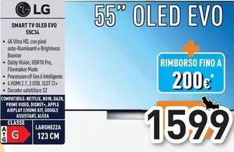 Unieuro Lg smart tv oled evo 55c34 offerta