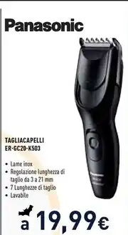 Unieuro Panasonic tagliacapelli er-gc20-k503 offerta