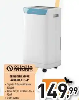Unieuro Olimpia splendid deumidificatore aquaria s1 14 p offerta