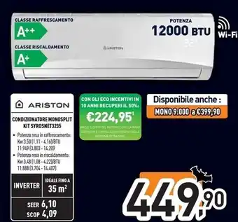 Unieuro Ariston condizionatore monosplit kit syrosnet3235 offerta