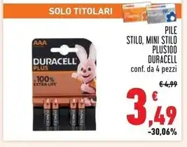 Conad Superstore Duracell pile stilo, mini stilo plus100 offerta