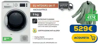 Euronics Hotpoint ASCIUGATRICE EU NTDG92 SK IT offerta