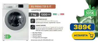 Euronics Hotpoint LAVATRICE EU RSSG 725 S IT offerta