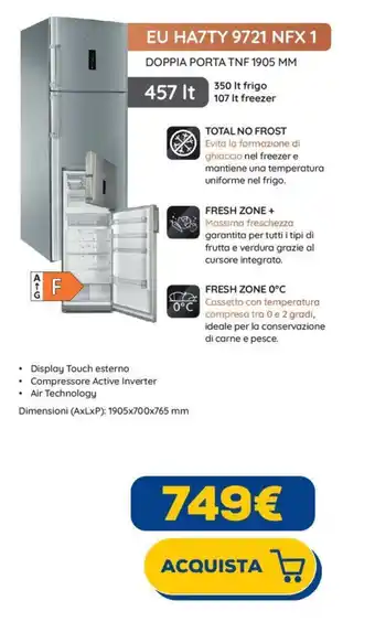 Euronics Hotpoint EU HA7TY 9721 NFX 1 DOPPIA PORTA TNF 1905 MM offerta