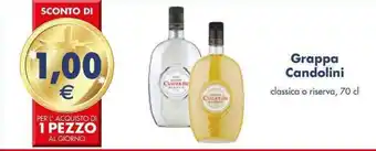 Esselunga Grappa Candolini classica o riserva, 70 cl offerta