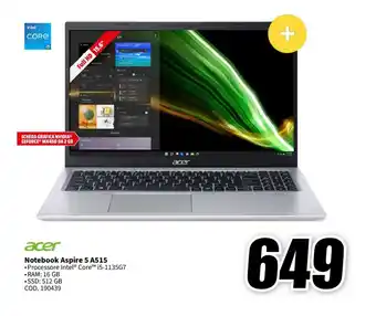 MediaWorld acer Notebook Aspire 5 A515 offerta