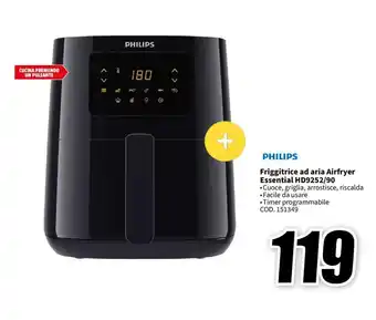 MediaWorld PHILIPS Friggitrice ad aria Airfryer Essential HD9252/90 offerta