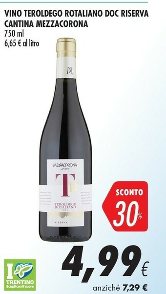 Coop Mezzacorona Teroldego Rotaliano DOC 750 G(ml) offerta