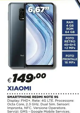 Coop Xiaomi Redmi Note 9S 16,9 Cm (6.67") 4 GB 64 GB Doppia SIM 4G USB Tipo-C Blu 5020 MAh offerta