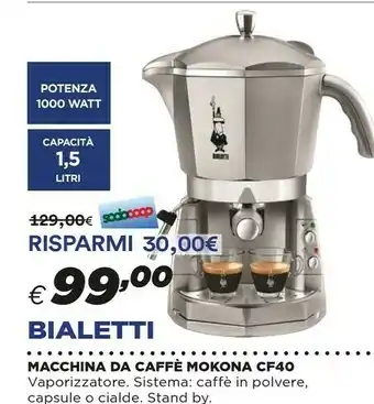 Coop Bialetti Macchina Da Caffe Mokona CF40 offerta