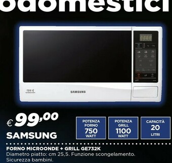 Coop Samsung GE732K-S Forno A Microonde Superficie Piana Microonde Con Grill 20 L 750 W Argento offerta
