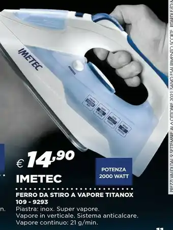 Coop Imetec Ferro Da Stiro A Vapore Titanox 109 - 9293 offerta