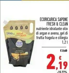 Conad Fresh & Clean Ecoricarica Sapone Nutriente Idratante Olio E Di Argan E Avena/Gel Di Frutta Fragola E Ciliegia offerta