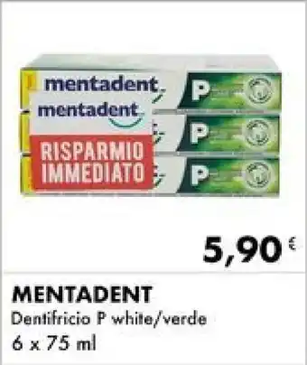 MENTADENT Dentifricio P white/verde 6 x 75 ml