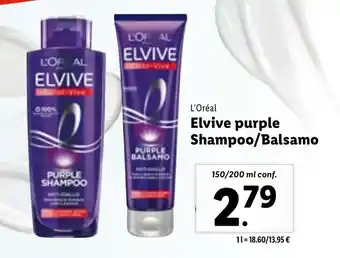 Lidl L'Oréal Elvive purple Shampoo/Balsamo 150/200 ml offerta