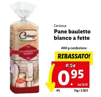 Lidl Certossa Pane bauletto bianco a fette 400 g offerta