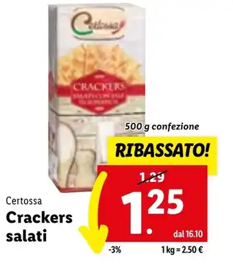 Lidl Certossa Crackers salati 500 g offerta