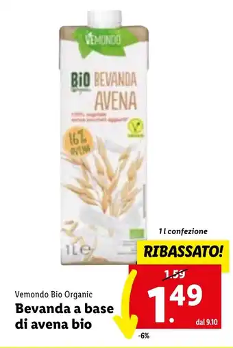 Lidl Vemondo Bio Organic Bevanda a base di avena bio 1 l offerta