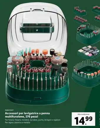 Lidl PARKSIDE Accessori per levigatrice a penna multifunzione, 276 pezzi offerta