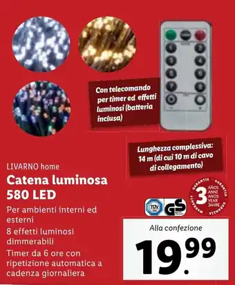 Lidl LIVARNO home Catena luminosa 580 LED offerta