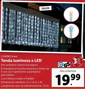 Lidl LIVARNO home Tenda luminosa a LED offerta