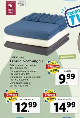 Lidl LIVARNO home Lenzuolo con angoli Matrimoniale offerta