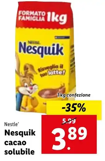 Lidl Nestle' Nesquik cacao solubile 1 kg offerta