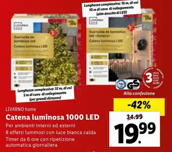 Lidl LIVARNO home Catena luminosa 1000 LED offerta