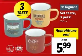 Lidl Tognana Set tazze, 3 pezzi 390 ml offerta