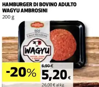 Coop HAMBURGER DI BOVINO ADULTO WAGYU AMBROSINI 200 g offerta