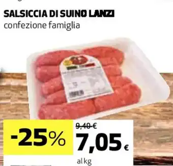 Coop SALSICCIA DI SUINO LANZI offerta