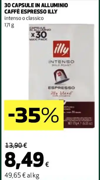 Coop 30 CAPSULE IN ALLUMINIO CAFFÈ ESPRESSO ILLY intenso o classico 171 g offerta