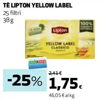 Coop TE LIPTON YELLOW LABEL 25 filtri 38g offerta