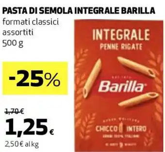 Coop PASTA DI SEMOLA INTEGRALE BARILLA 500 g offerta