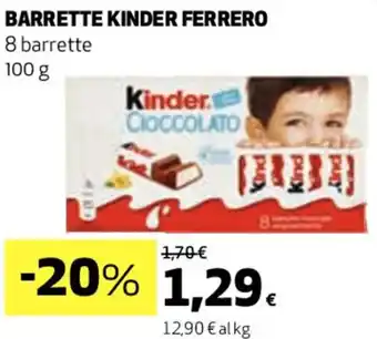 Coop BARRETTE KINDER FERRERO 8 barrette 100 g offerta