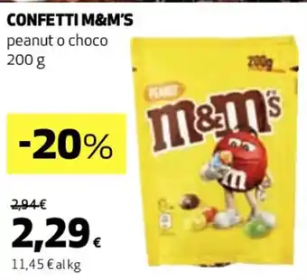 Coop CONFETTI M&M'S peanut o choco 200 g offerta