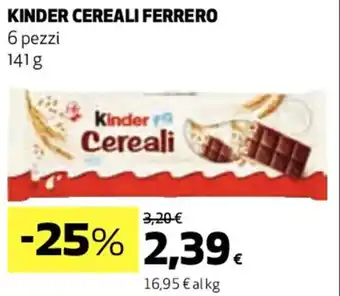 Coop KINDER CEREALI FERRERO 6 pezzi 141 g offerta
