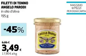 Coop FILETTI DI TONNO ANGELO PARODI in olio d'oliva 195 g offerta