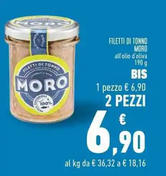 Conad FILETTI DI TONNO MORO all'olio d'oliva 190 g offerta
