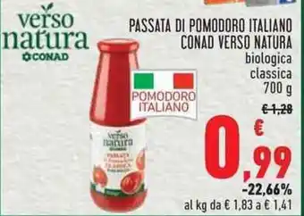 Conad PASSATA DI POMODORO ITALIANO CONAD VERSO NATURA 700 g offerta
