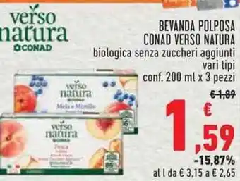 Conad BEVANDA POLPOSA CONAD VERSO NATURA conf. 200 ml x 3 pezzi offerta