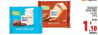 Conad CIOCCOLATO RITTER SPORT vari tipi 100 g offerta