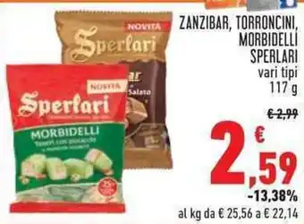 Conad ZANZIBAR, TORRONCINI, MORBIDELLI SPERLARI vari tipi 117 g offerta