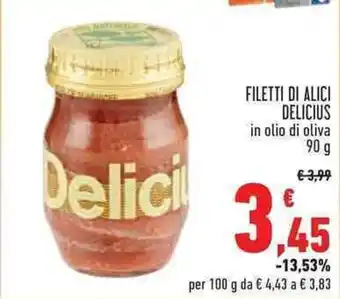 Conad FILETTI DI ALICI DELICIUS in olio di oliva 90 g offerta