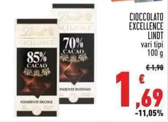 Conad CIOCCOLATO EXCELLENCE LINDT vari tipi 100 g offerta