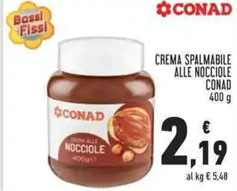 Conad CREMA SPALMABILE ALLE NOCCIOLE CONAD 400 g offerta