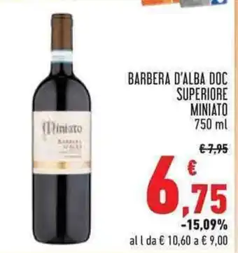 Conad BARBERA D'ALBA DOC SUPERIORE MINIATO 750 ml offerta