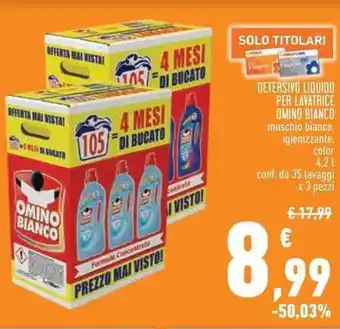 Conad DETERSIVO LIQUIDO PER LAVATRICE OMINO BIANCO muschio bianco 4,2 l offerta